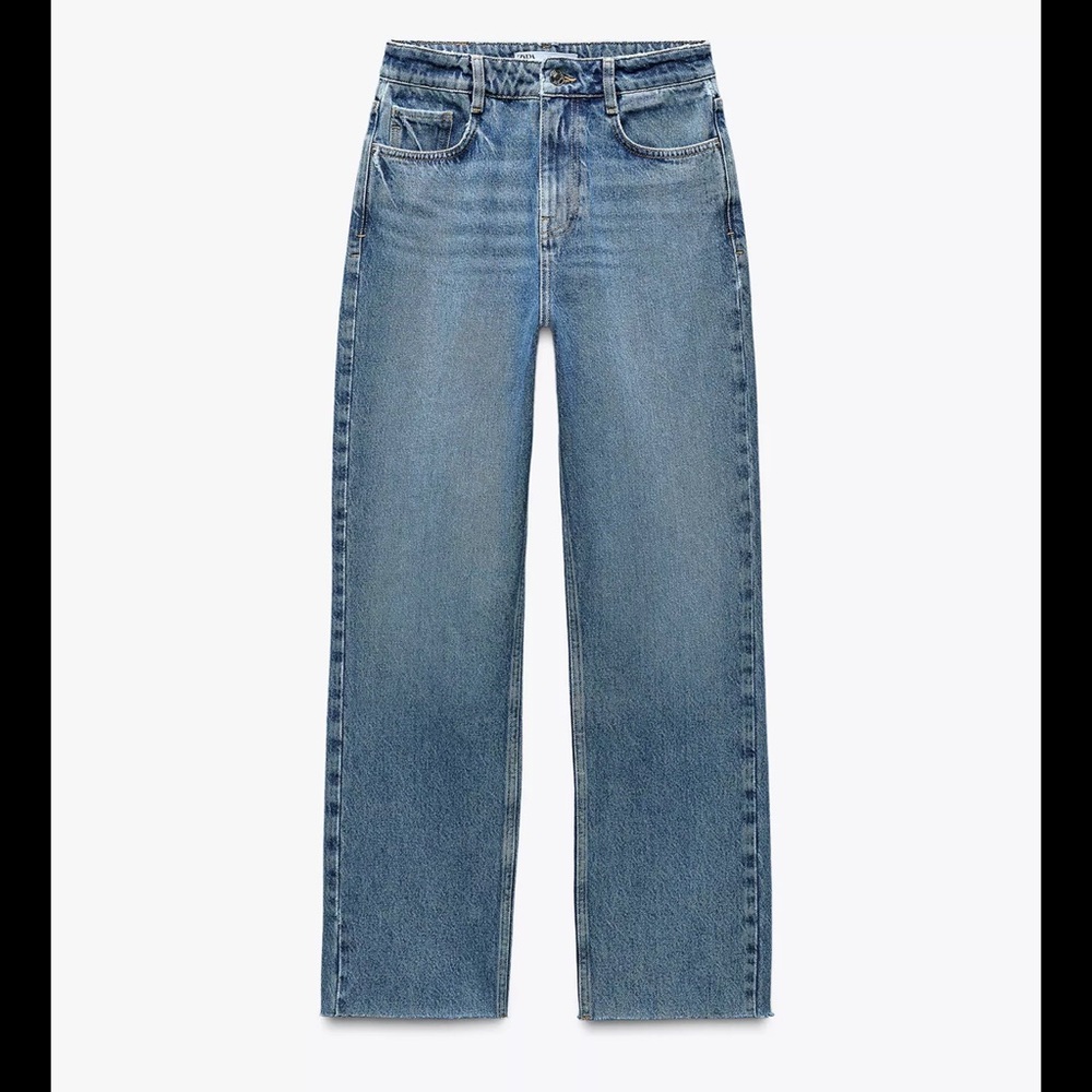 Zara High Waist Straight Leg Jeans